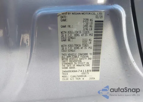 2019 Nissan Frontier Sv из США, поврежденный, VIN 1N6AD0ER8KN741189